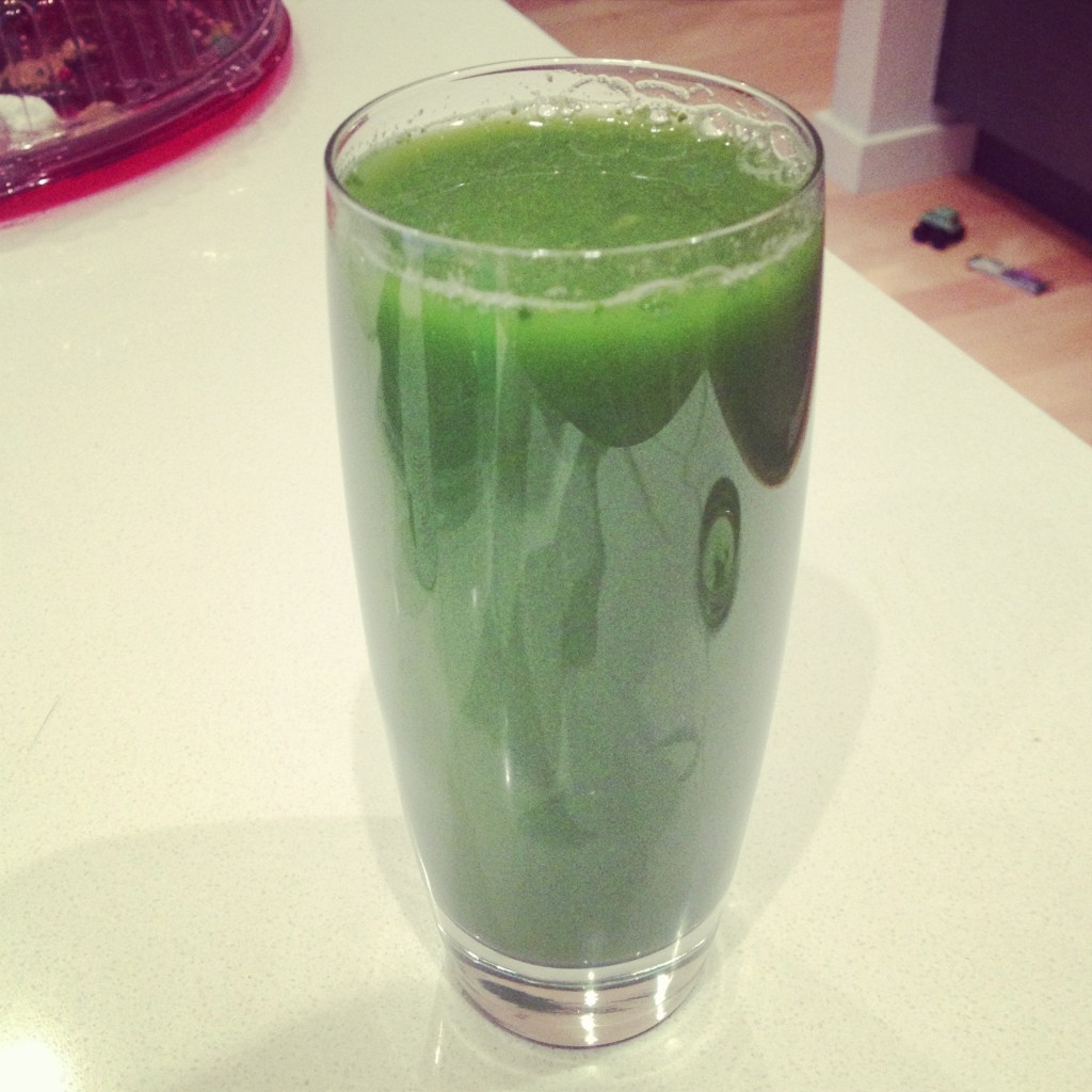 Kale, cucumbers, celery, green apples & lemon.